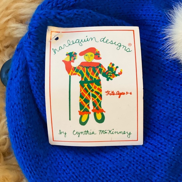 NWT knit hat and glove set with rabbit fur age 3-6 - Picture 2 of 3